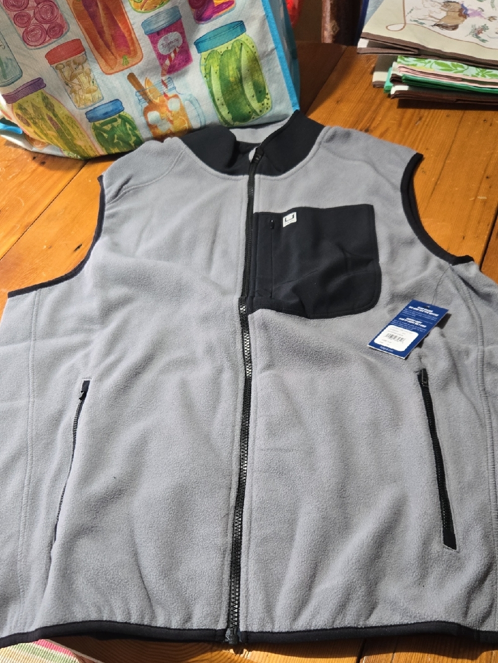 Huk Gray Fleece Vest with Black Trim